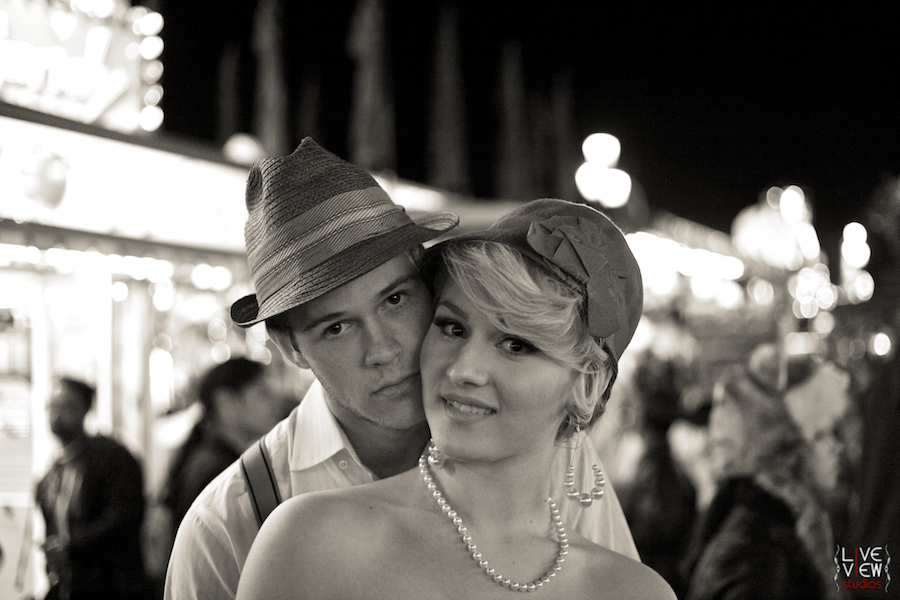 engagement shoot at the fair, retro modern vintage couple photography, best nc state fair photo