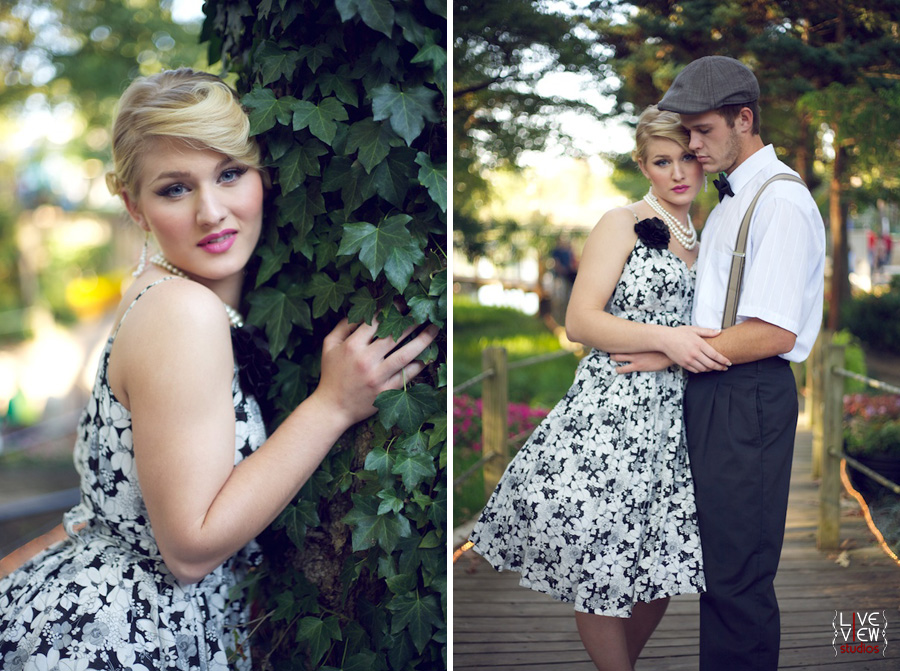 vintage couple in gardens, village of yesteryear state fair