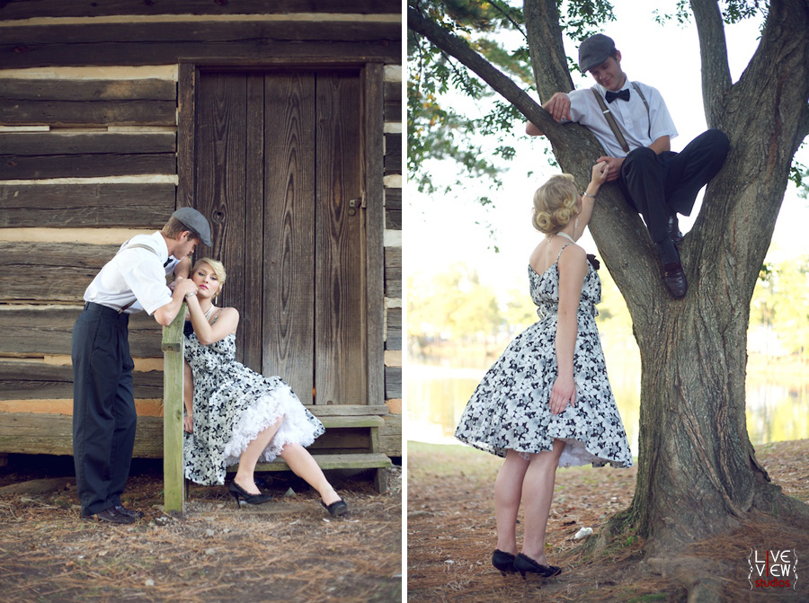 log cabin with couple cuddling, vintage love and romance