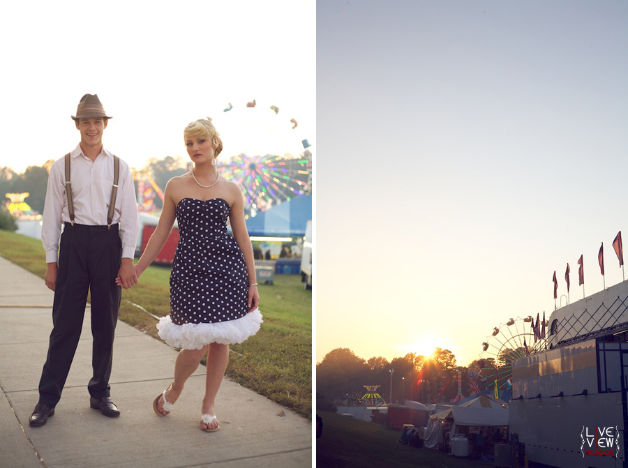 vintage couple, ferris wheel state fair engagement photos