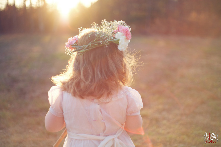 vintage child with floral wreath