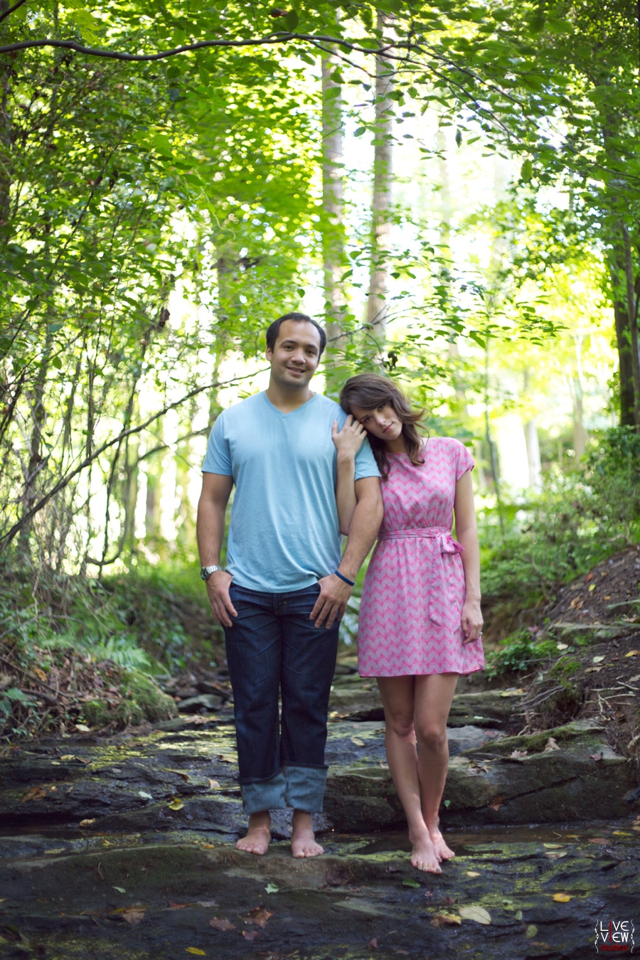 engagement photos near waterfall, winston salem nc