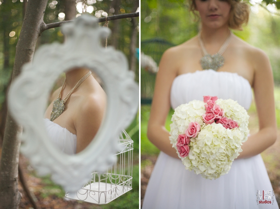 custom vintage wedding jewelry, cream and blush pink fresh floral bridal bouquet from embellished blooms