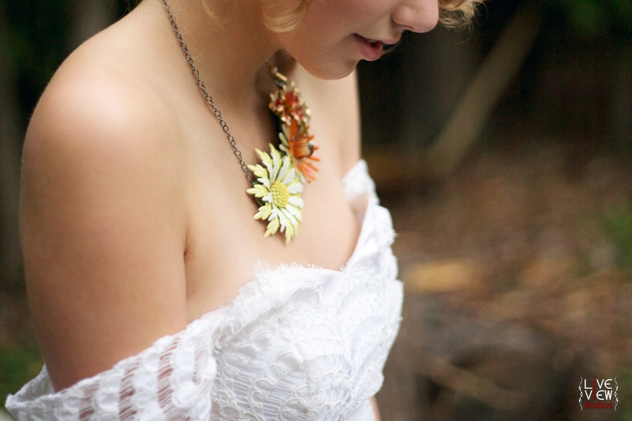 enamel floral necklace, custom vintage bridal jewelry