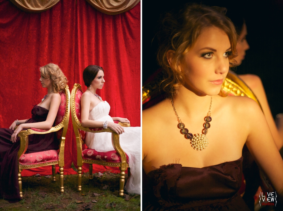 circus wedding theme inspiration, bridesmaid wearing custom vintage wedding jewelry