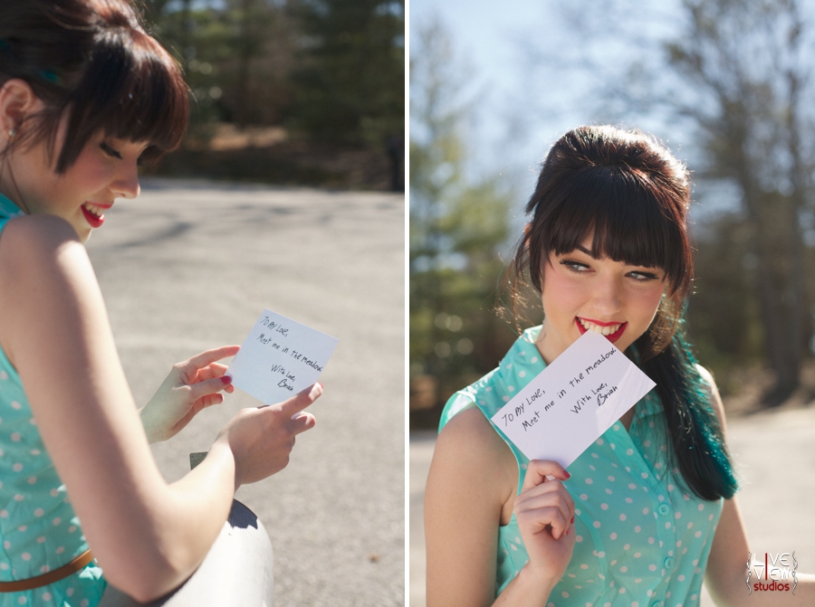 vintage inspired portrait photography, woman reading a love letter