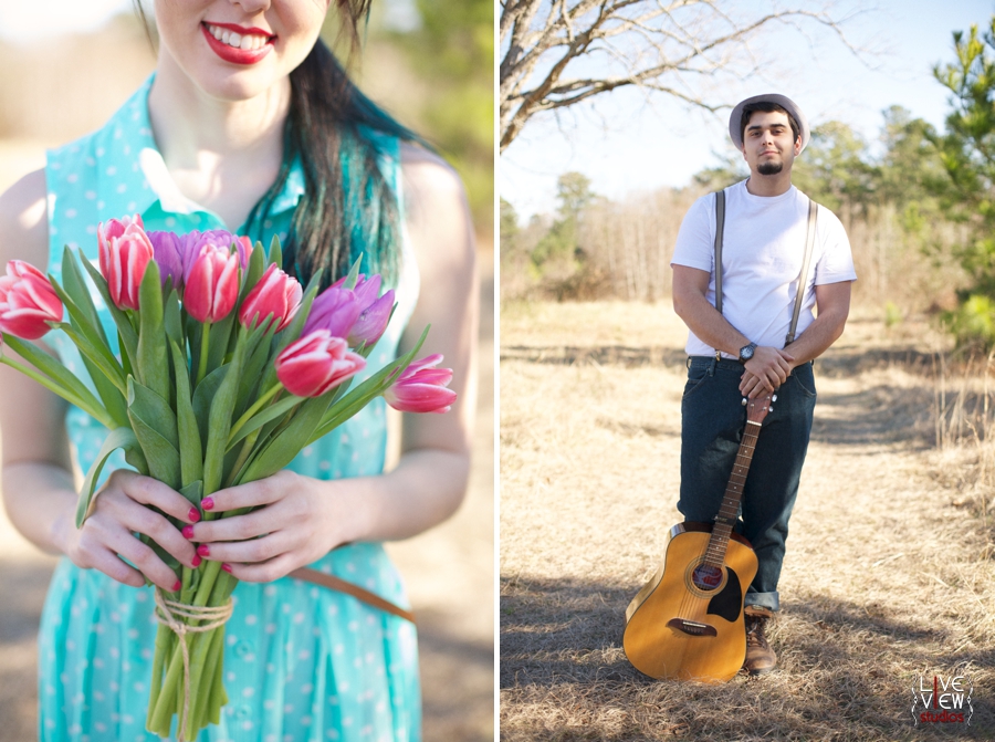 woman holding a bright bouquet of pink and purple tulips, romantic lumineers inspired engagement 