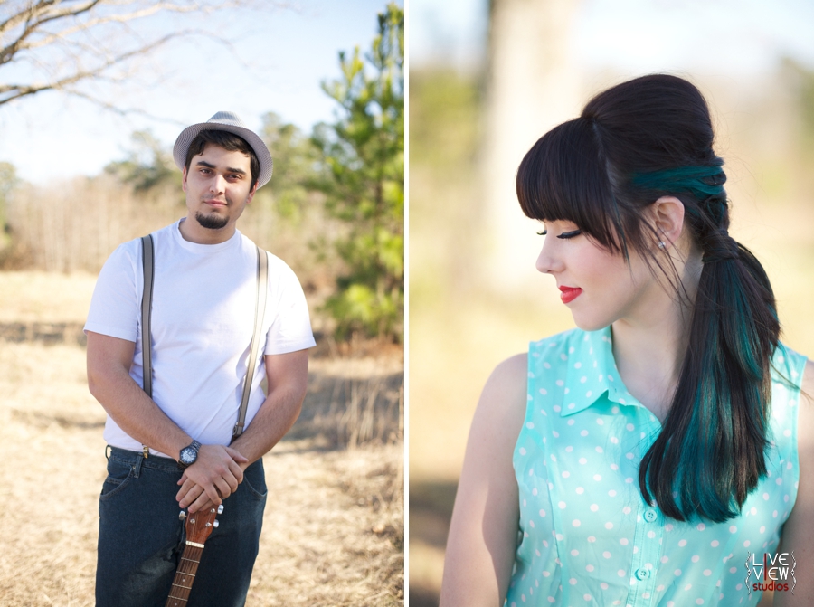 retro inspired portrait photography, music inspired engagement shoots