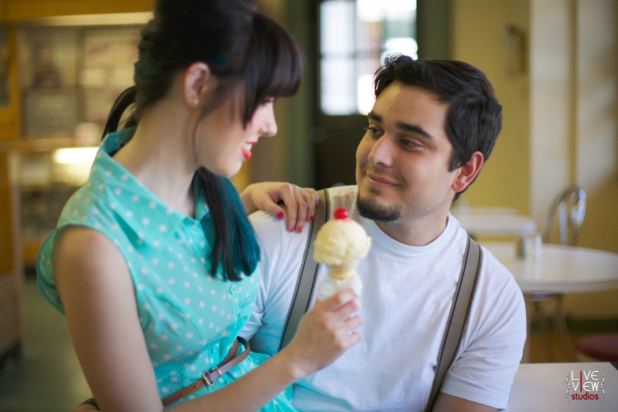 north carolina retro engagement photography