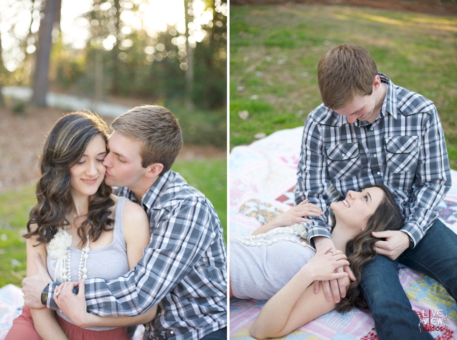 romantic spring engagement photography, romantic picnic at duke gardens 