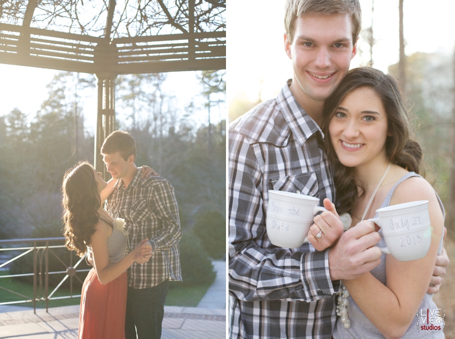 romantic garden engagement photography, cute save the date ideas