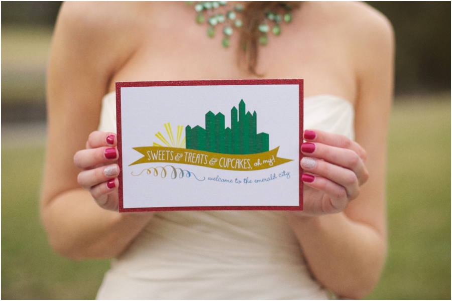 emerald city inspired invitations, alternative wedding photography