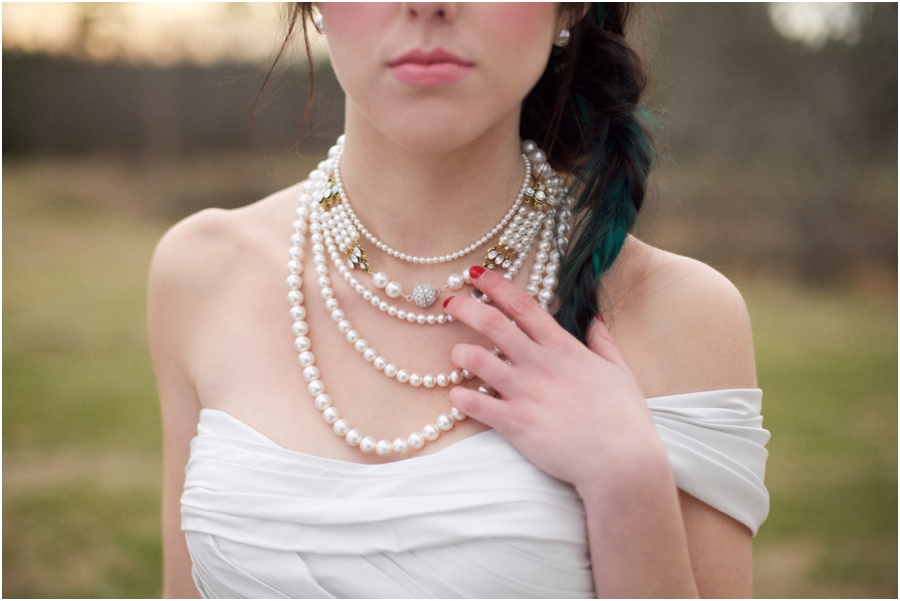 beautiful layered pearl statement necklace, raleigh nc wedding photographers 
