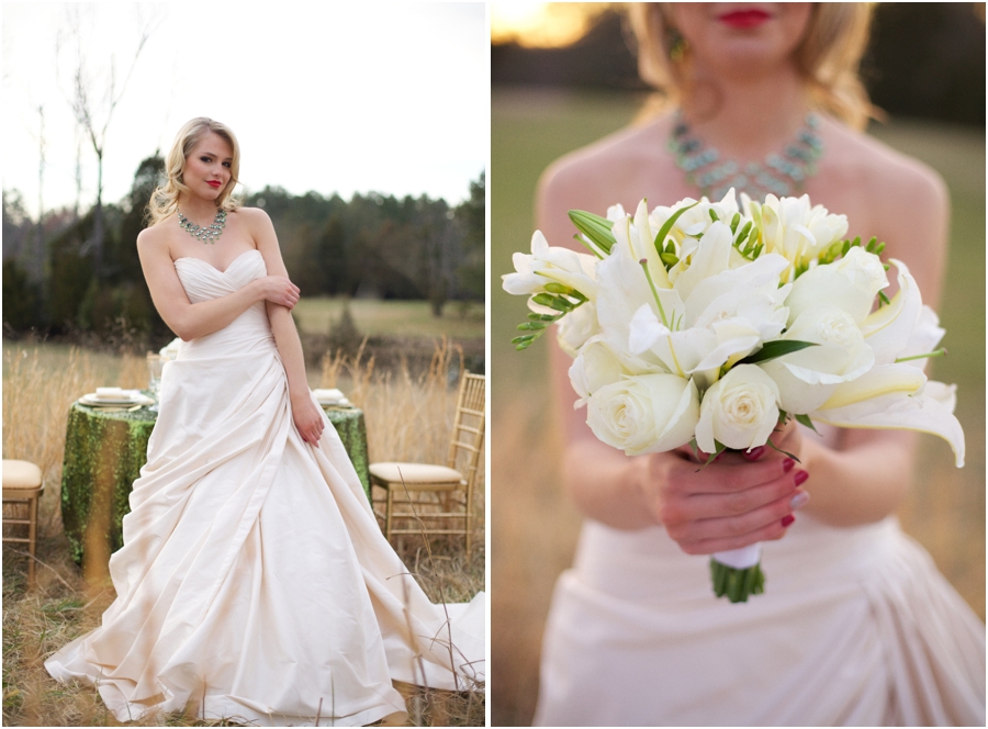 beautiful strapless wedding dresses, country bridal portraits, white and cream bridal bouquet
