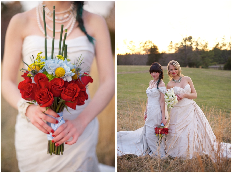 oz-inspired bridal bouquets, romona keveza couture wedding dresses