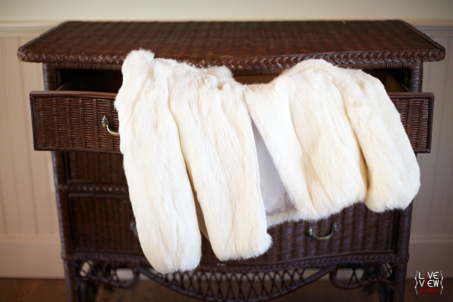 cream rabbit fur coat, vintage-inspired wedding photographers