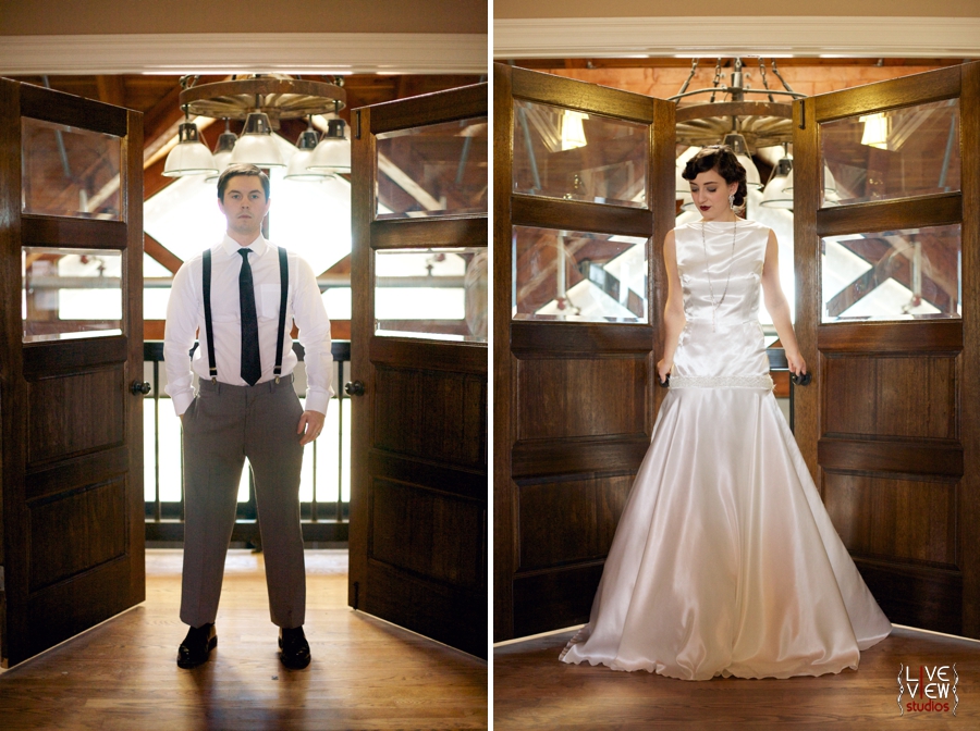 20's inspired wedding photography, bride and groom's portraits