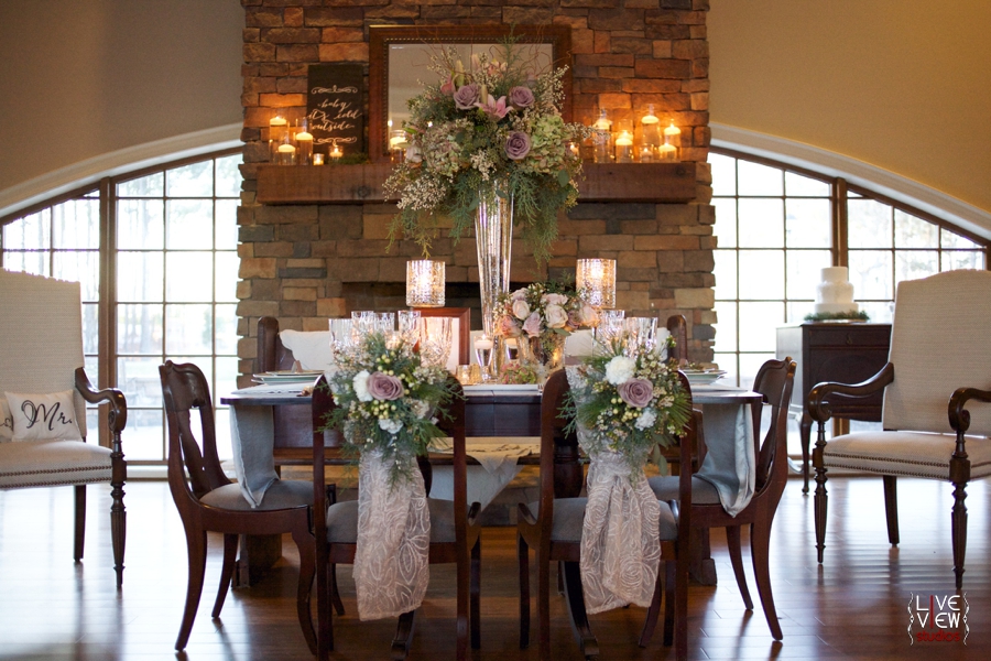 beautiful fresh floral centerpiece by embellished blooms, winter wedding photography
