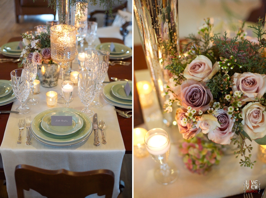 reception table at Piazza at Portofino, raleigh nc winter  wedding photography