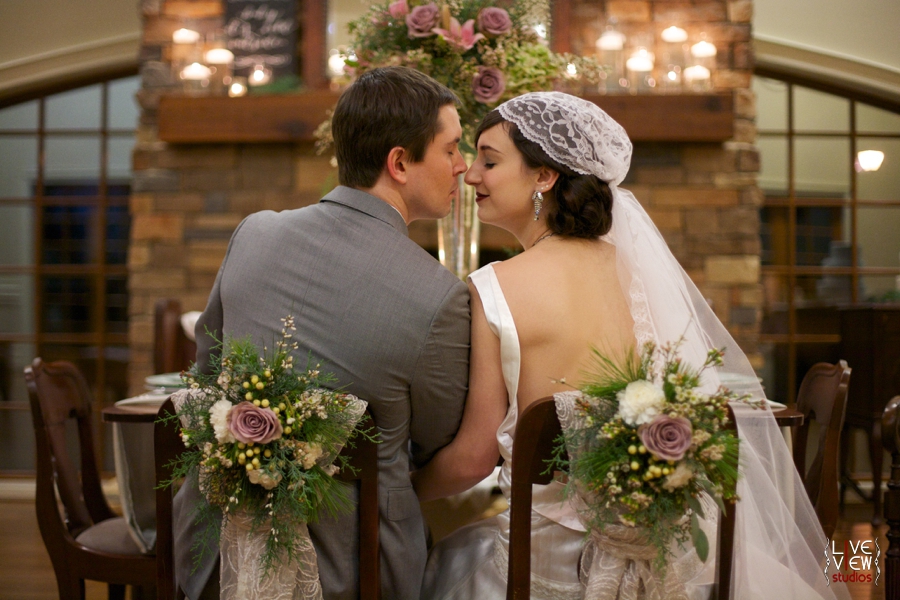 bride and groom at the reception, romantic 20s inspired wedding portraits