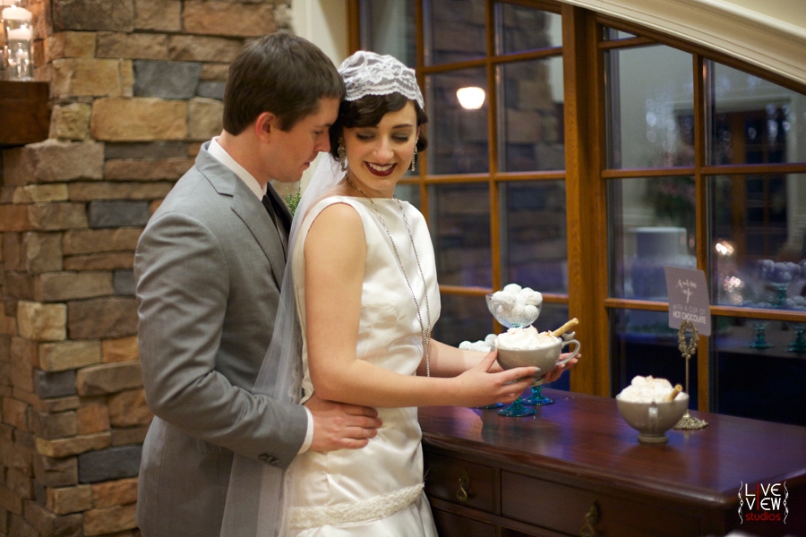romantic wedding portraits, intimate winter wedding reception photography 