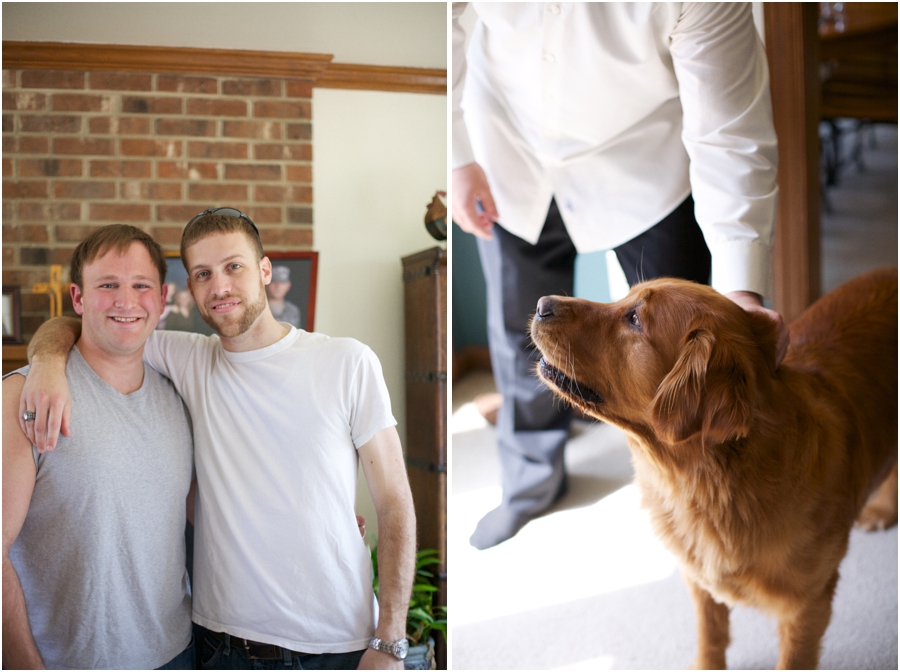 groom and best man before the wedding, raleigh nc pet photographers