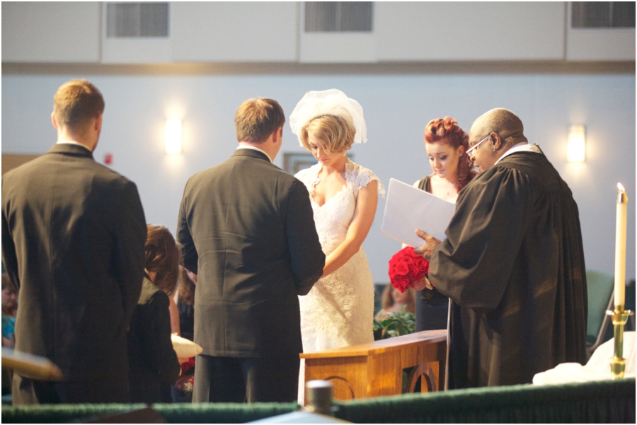 bride and groom at the alter, fuquay varina wedding photography