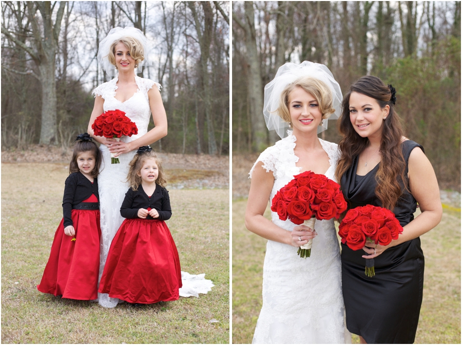 bride with cute flowergirls, bride and bridesmaid, southern wedding photography