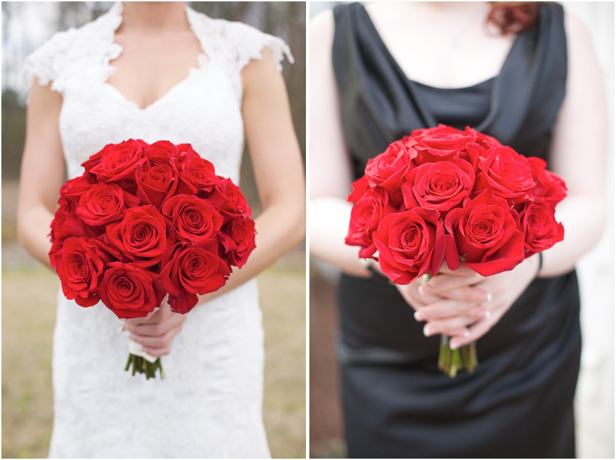fresh red rose bridal bouquet, southern wedding photographers