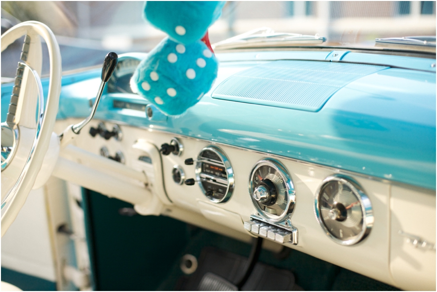 interior of light blue vintage ford
