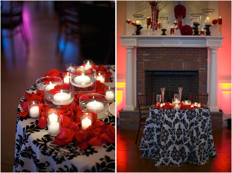 candles lit at elegant high grove wedding reception, southern wedding photography