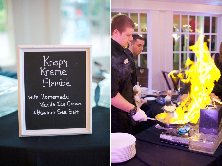 krispy kreme flambe, high grove wedding reception