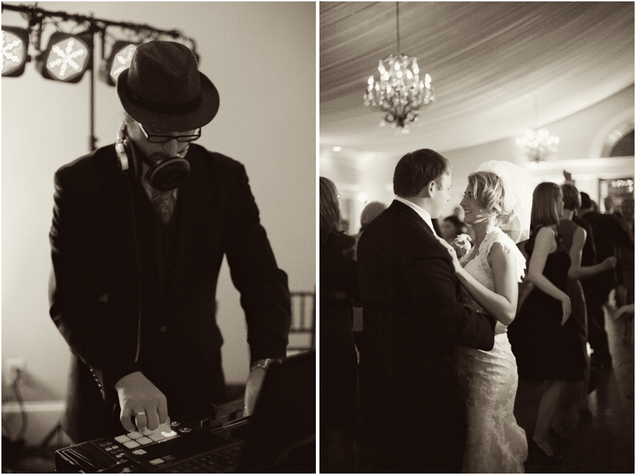 vintage wedding photography, bride and groom at wedding reception 