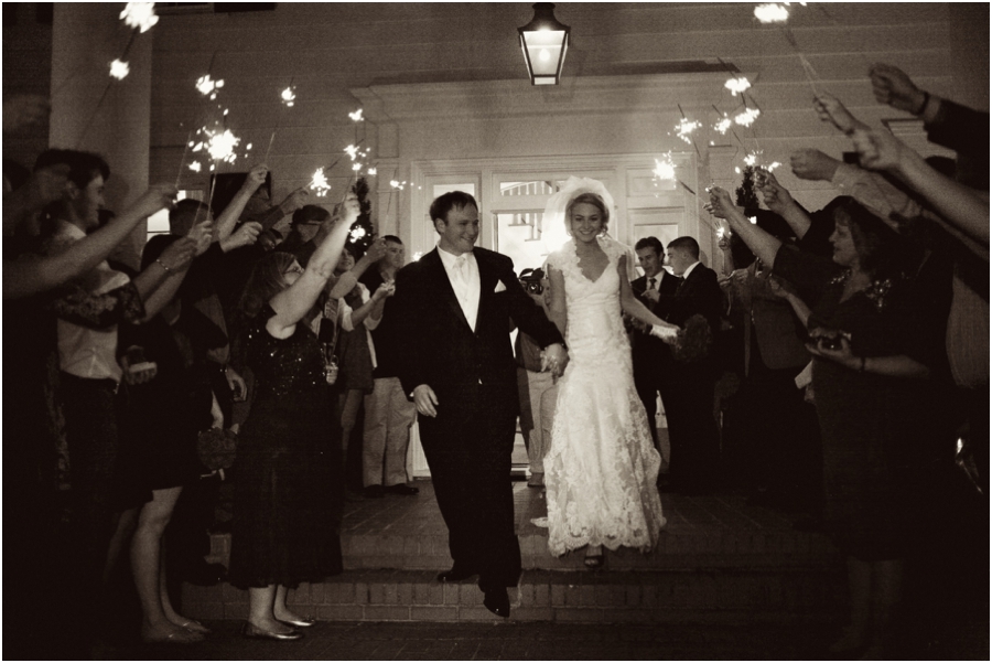 sparkler send off at high grove wedding 
