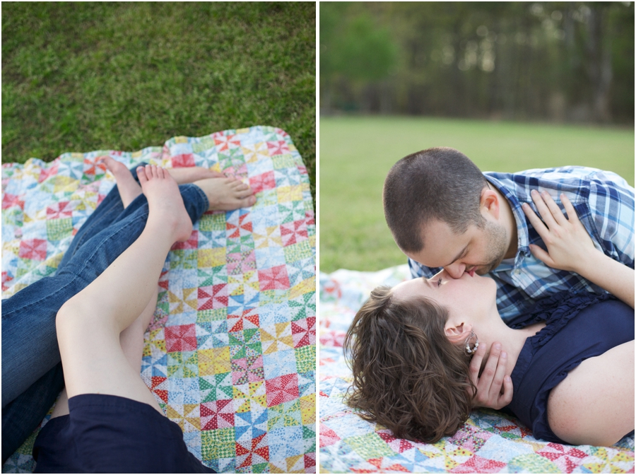 southern picnic engagement photos, rustic engagement photography