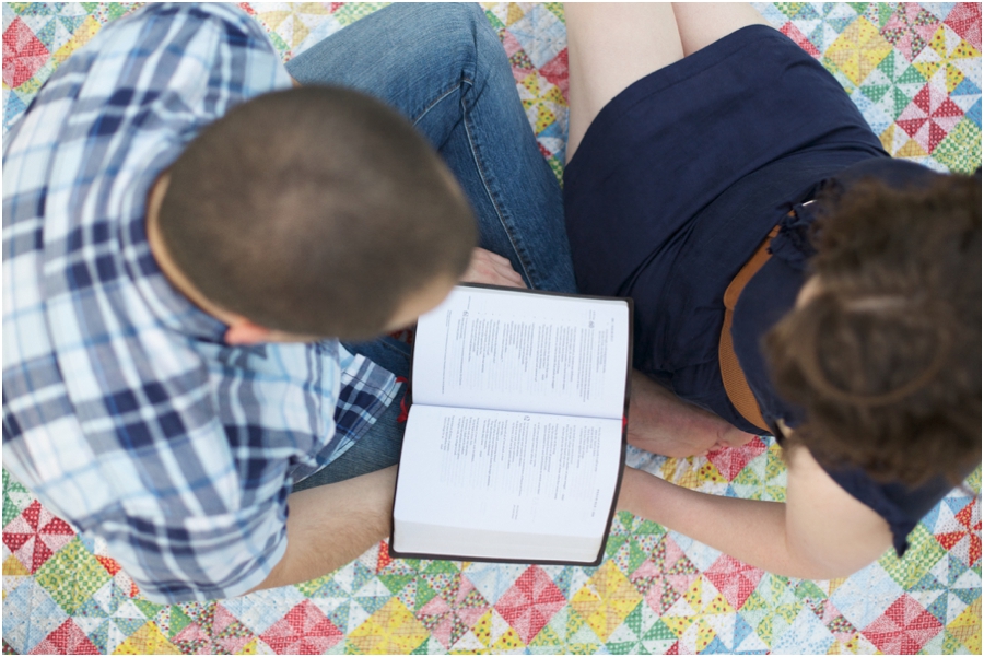 couple reading the bible, southern engagement photographers