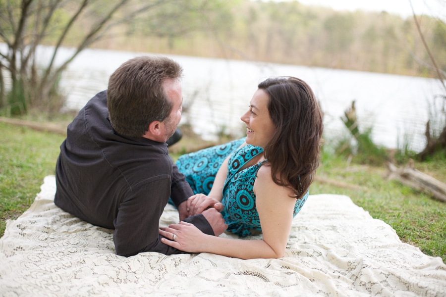 romantic waterfront picnic, intimate engagement photography 