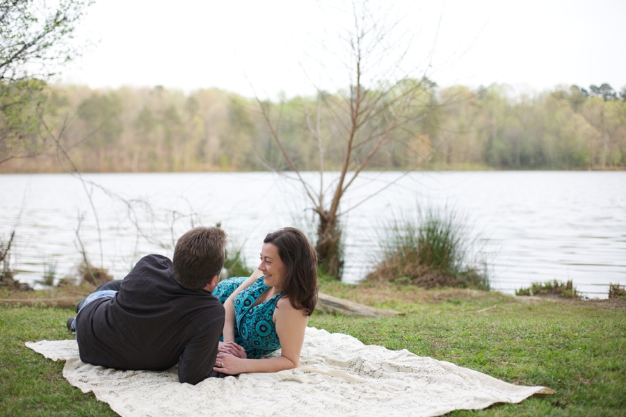 riverfront picnic engagement, vintage engagement photography