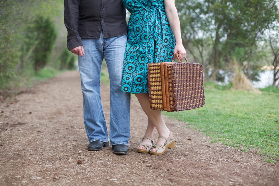 vintage picnic engagement, southern couples photography