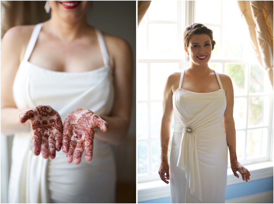 unique multicultural wedding photography, bride with traditional indian henna designs 