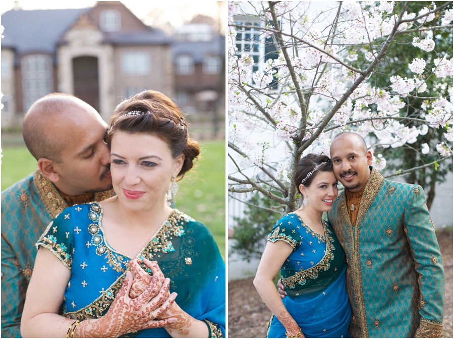 spring wedding photography, bride and groom in front of a beautiful dogwood tree