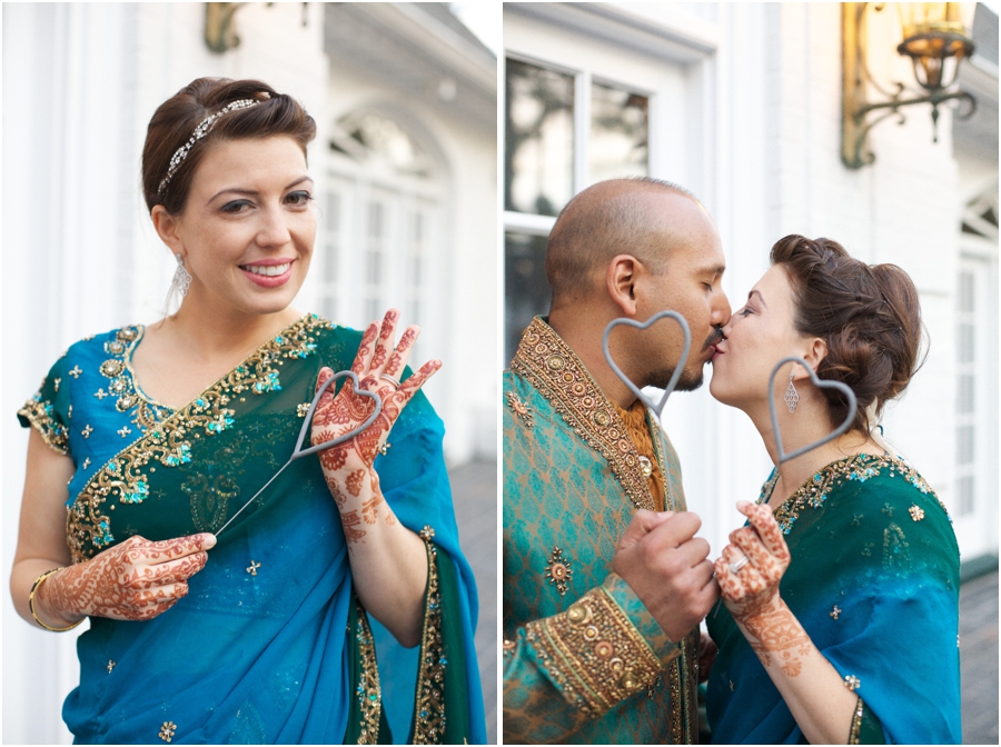 cultural bridal portraits, bride and groom holding heart-shaped sparklers