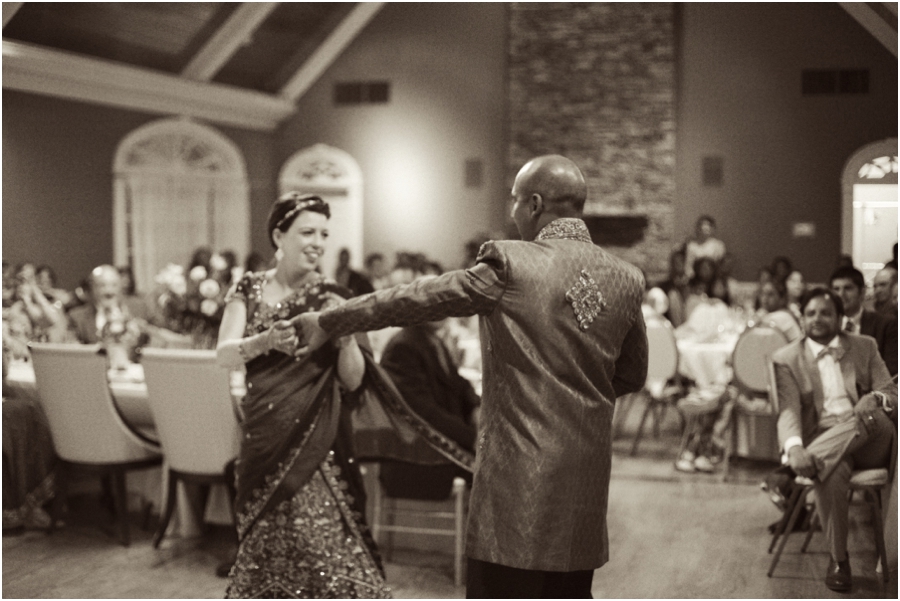 bride and groom dancing at wedding reception, vintage wedding photography