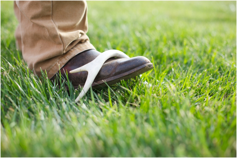 deer antler in the grass at cloer vineyards, southern engagement photographers, raleigh nc