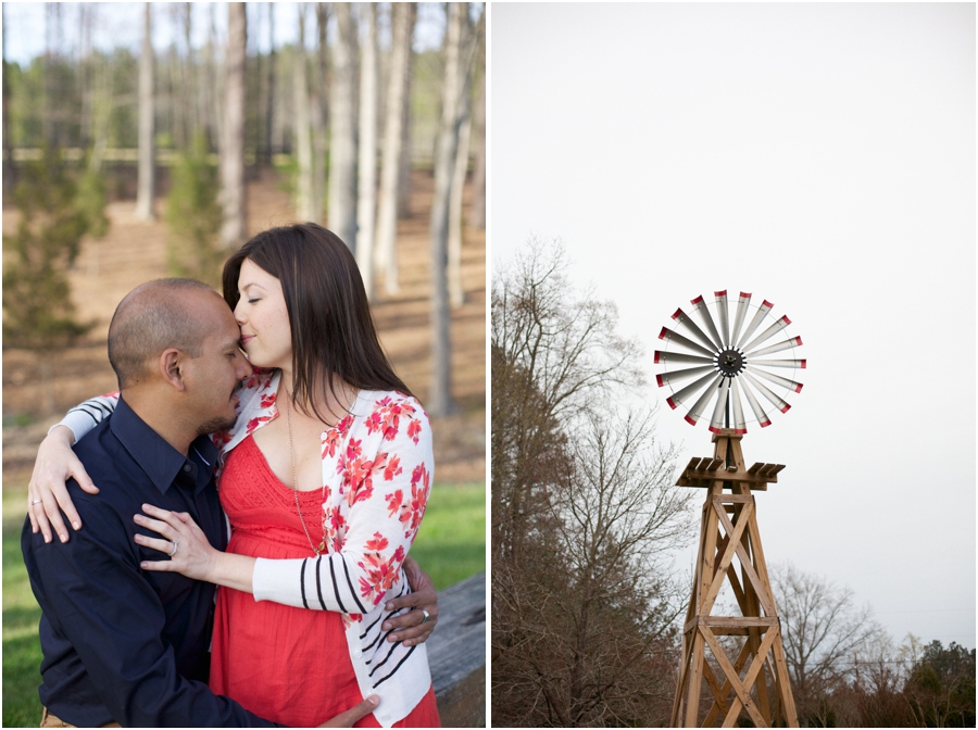 romantic engagement photography, small windmill at cloer vineyards