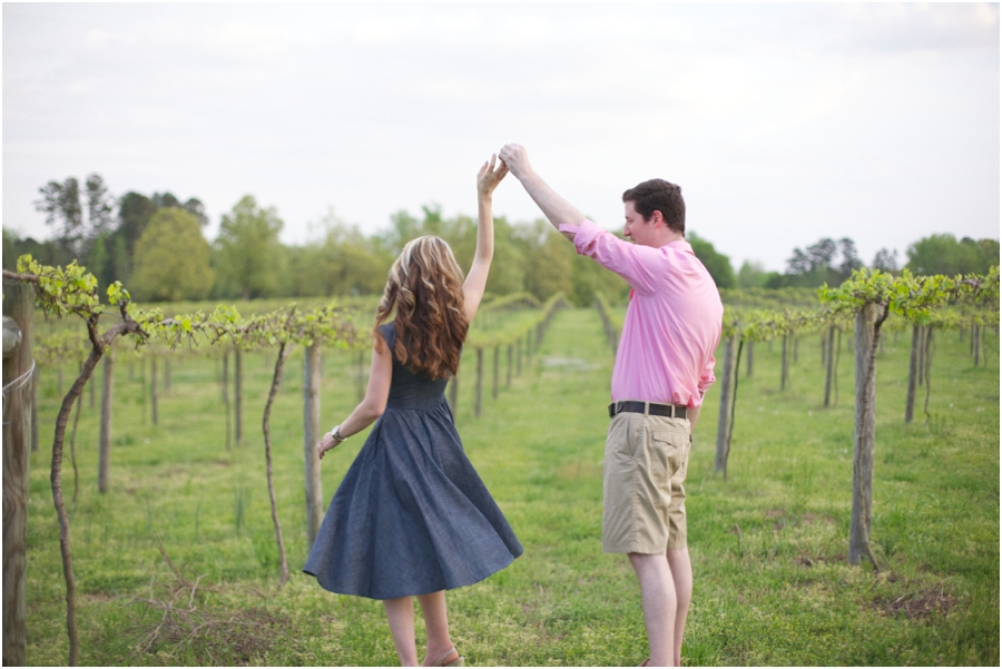 couple dancing at gregory vineyards, romantic engagement portraits