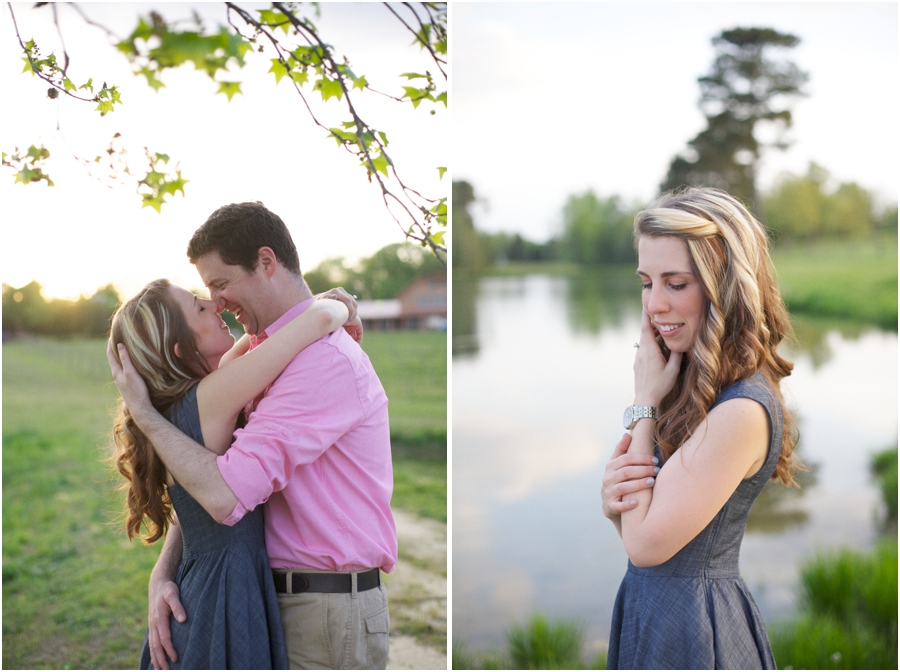 romantic spring engagement photos, nc vineyard portrait photography