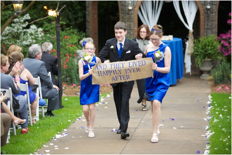 and they lived happily ever after banner at rustic wedding, romantic southern wedding photographers