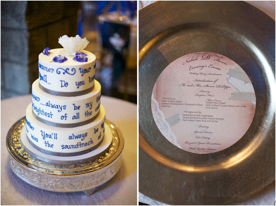wedding cake with lyrics to a favorite song, unique southern wedding photography