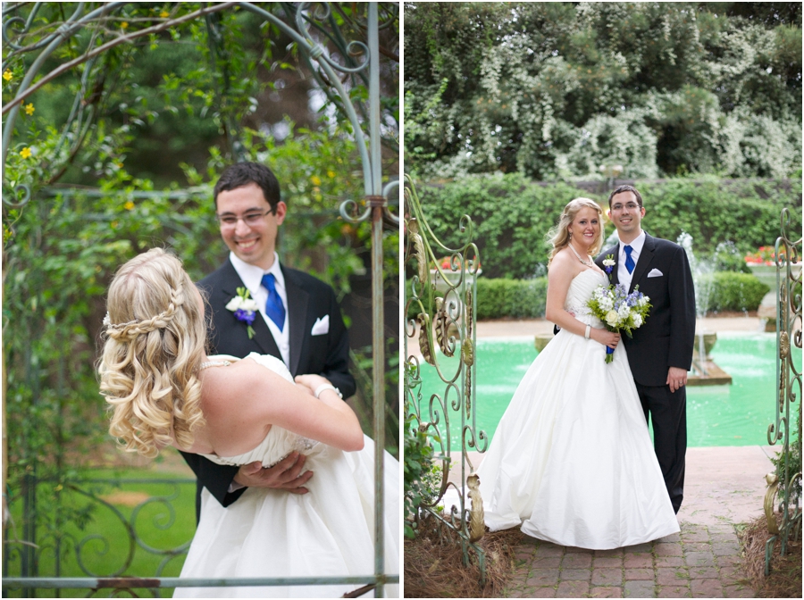romantic garden wedding portraits, southern wedding photographers